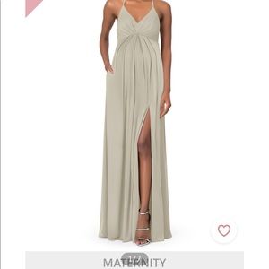 Azazzie maternity dress in taupe, maternity bridesmaid dress